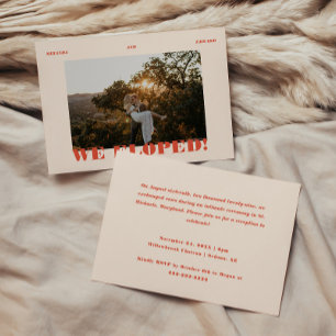 Retro Modern Photo Elopement Wedding Reception Invitation