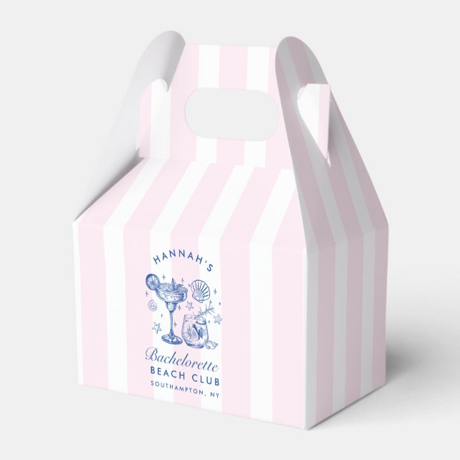 Retro Modern Pink & Blue Bachelorette Weekend Favour Box (Front Side)