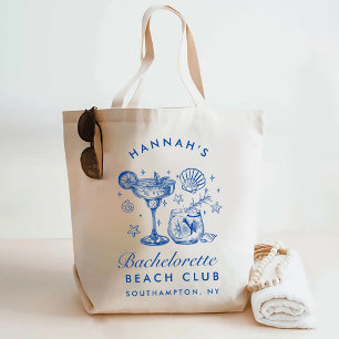 Retro Modern Pink & Blue Bachelorette Weekend Tote Bag