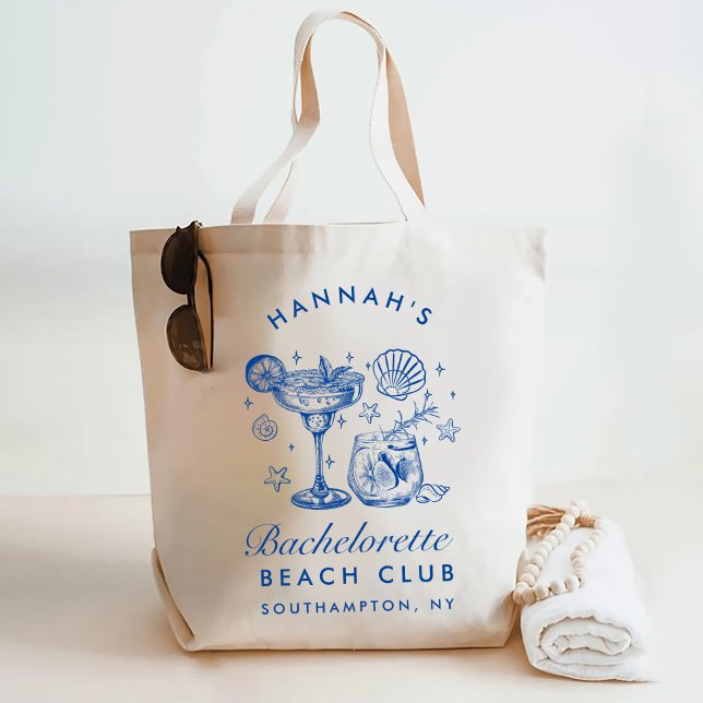 Retro Modern Pink & Blue Bachelorette Weekend Tote Bag (Creator Uploaded)