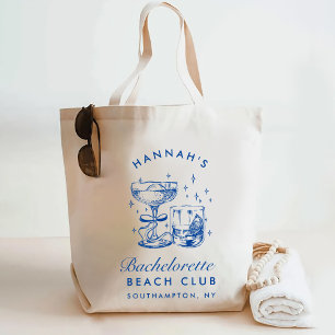 Retro Modern Pink & Blue Bachelorette Weekend Tote Bag