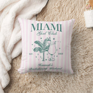 Retro Modern Pink & Green Miami Bachelorette Party Cushion