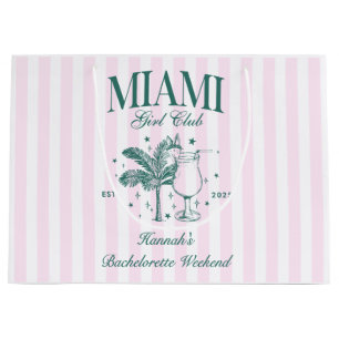 Retro Modern Pink & Green Miami Bachelorette Party Large Gift Bag