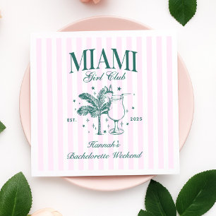 Retro Modern Pink & Green Miami Bachelorette Party Napkin