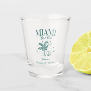 Retro Modern Pink & Green Miami Bachelorette Party Shot Glass
