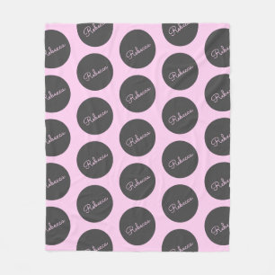 Retro-modern Pink & Grey Modern Polka Dot Design Fleece Blanket