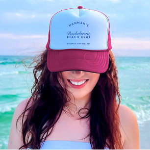 Retro Modern Pink & Navy Bachelorette Trucker Hat
