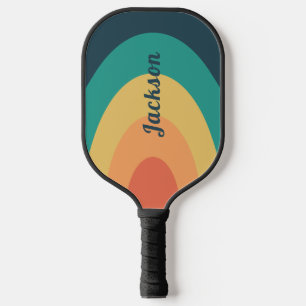 Retro Modern Rainbow Arch Personalised Pickleball Paddle