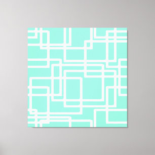 Retro Modern Rectangles On Diluted Aqua Canvas Print