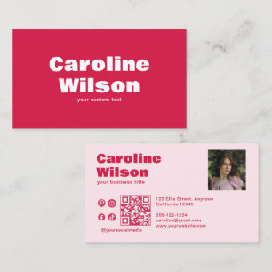 Retro Modern Red Professional Photo QR Code Business Card