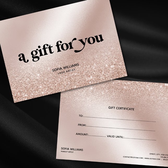 Retro Modern Rose Gold Certificate Gift Card (Creator Uploaded)