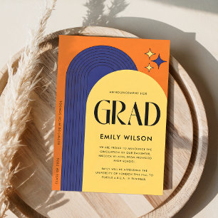 Retro Modern Script Graduate Simple Graduation Announcement