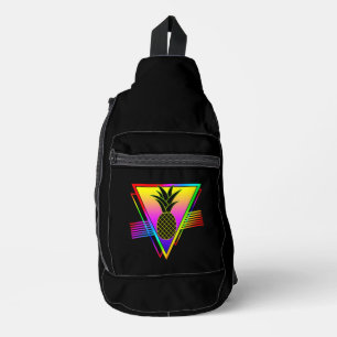 Retro Modern Silhouette Pineapple Summer Fruit Sling Bag