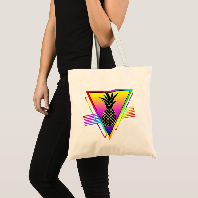 Retro Modern Silhouette Pineapple Summer Fruit Tote Bag (Front (Product))