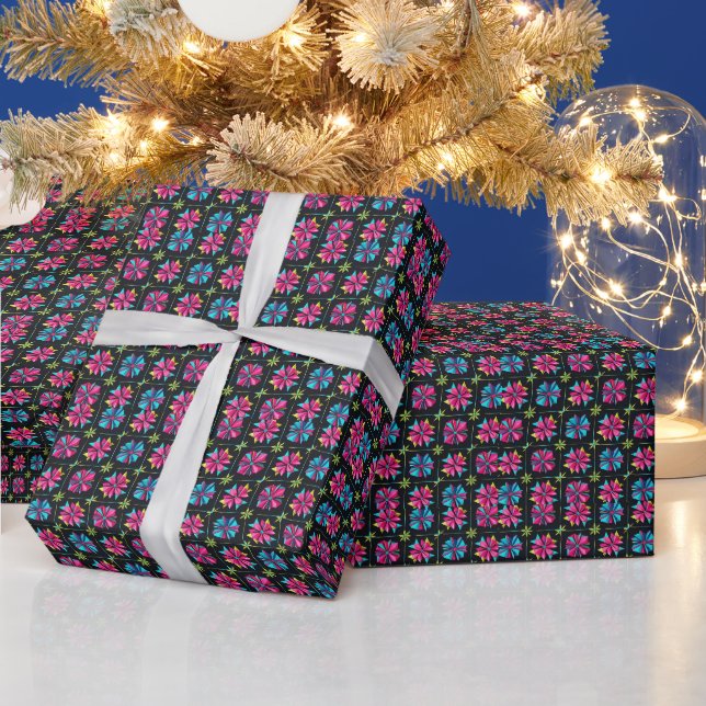 Retro modern Simple Star geometric colourful patte Wrapping Paper (Holidays)