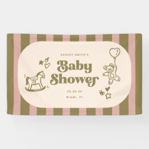 Retro Modern Stripes & Doodles Baby Shower Party Banner