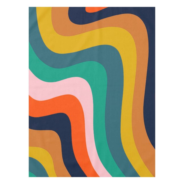 Retro modern swirl background tablecloth (Front)