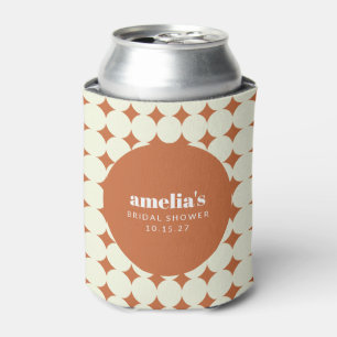 Retro Modern Terracotta Dots Bridal Shower Custom Can Cooler