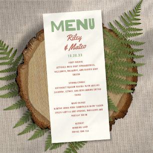 Retro Modern Type Bold Funky Earth Tones Wedding  Menu