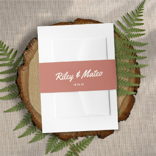 Retro Modern Type Bold Terracotta Wedding Invitation Belly Band