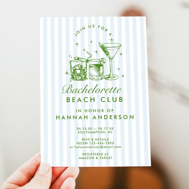 Retro Modern Vintage Blue Bachelorette Weekend Invitation (Creator Uploaded)