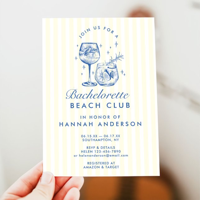 Retro Modern Vintage Blue Bachelorette Weekend Invitation (Creator Uploaded)
