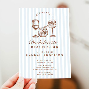 Retro Modern Vintage Blue Bachelorette Weekend Invitation