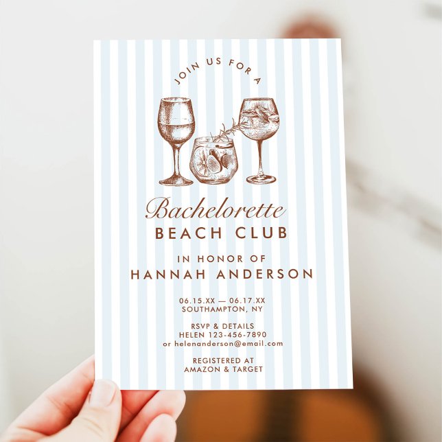 Retro Modern Vintage Blue Bachelorette Weekend Invitation (Creator Uploaded)