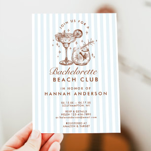 Retro Modern Vintage Blue Bachelorette Weekend Invitation