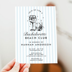 Retro Modern Vintage Blue Bachelorette Weekend Invitation