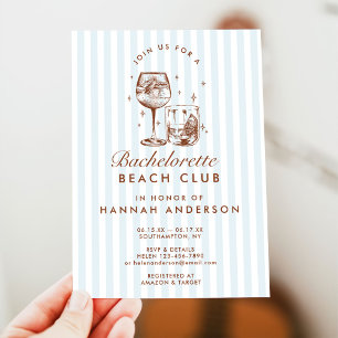 Retro Modern Vintage Blue Bachelorette Weekend Invitation
