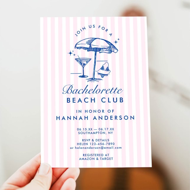 Retro Modern Vintage Blue Bachelorette Weekend Invitation (Creator Uploaded)
