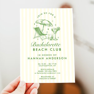 Retro Modern Vintage Green Bachelorette Weekend Invitation