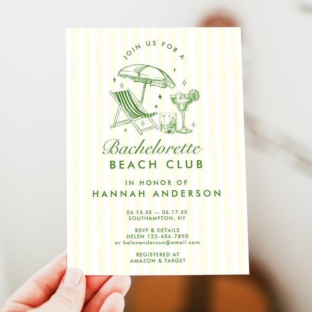 Retro Modern Vintage Green Bachelorette Weekend Invitation (Creator Uploaded)