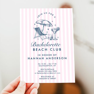 Retro Modern Vintage Grey Bachelorette Weekend Invitation
