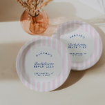Retro Modern Vintage Navy & Pink Bachelorette Paper Plate<br><div class="desc">These plates effortlessly blend vintage charm with a modern twist. Crafted for both practicality and aesthetics,  these plates add a playful and vibrant element to your bachelorette party. Perfect for serving snacks or desserts,  they bring a touch of timeless flair to your celebration.</div>