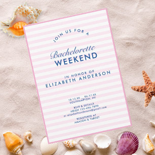 Retro Modern Vintage Pink Bachelorette Weekend Invitation