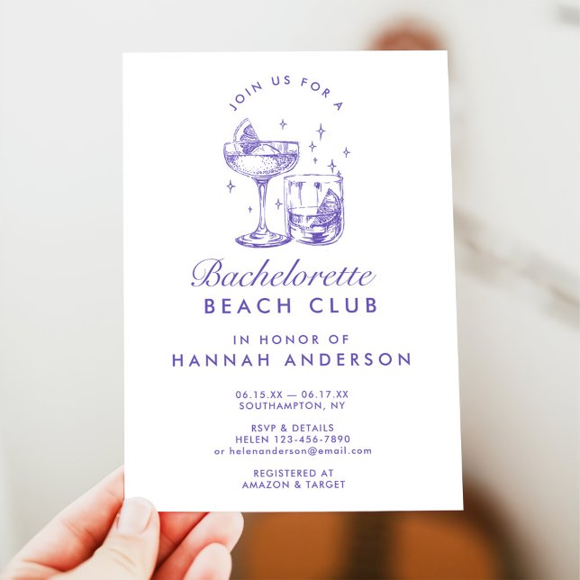 Retro Modern Vintage Purple Bachelorette Weekend Invitation (Creator Uploaded)