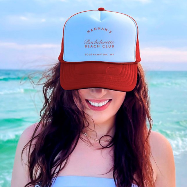 Retro Modern Vntage Red Bachelorette Trucker Hat (Retro Modern Vntage Red Bachelorette Trucker Hat)