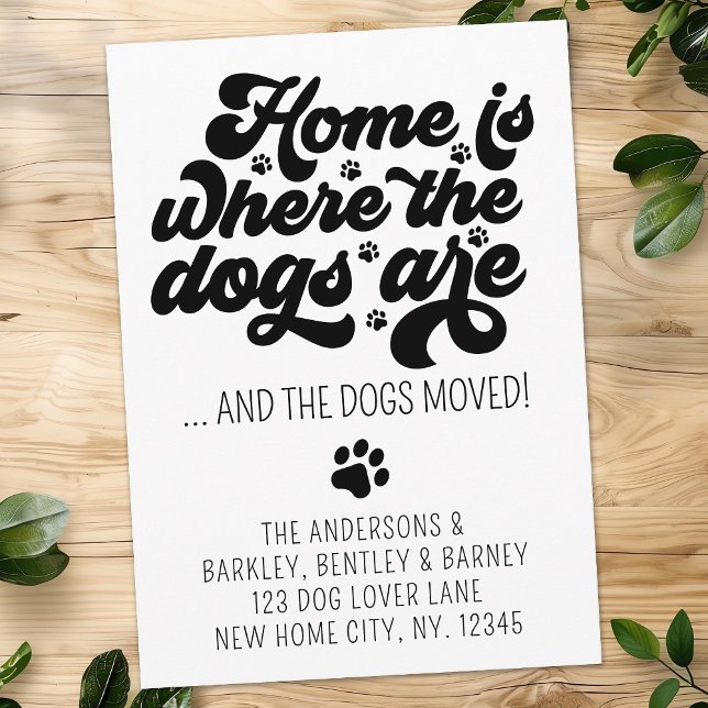 Retro Modern We Have Moved New Address Dog Moving Announcement (Creator Uploaded)