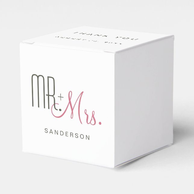 Retro Modern Wedding Favour Box (Front Side)