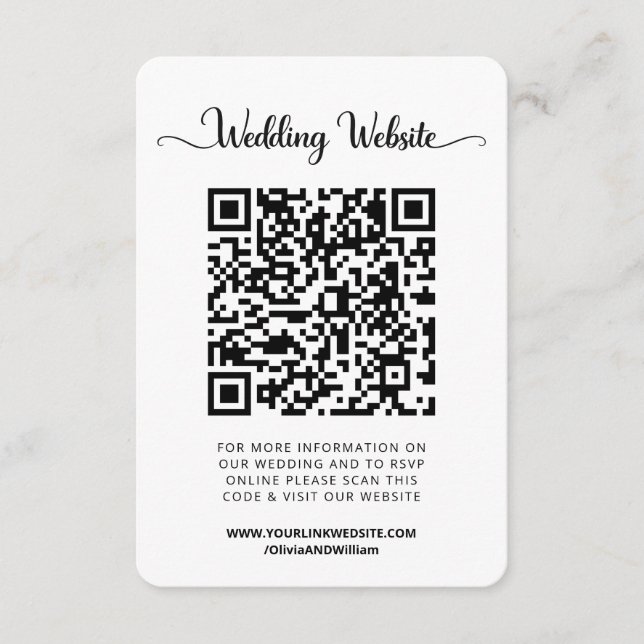 Retro Modern Wedding Website & Online RSVP  Enclosure Card (Front)