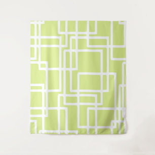 Retro Modern White Rectangles On Pale Grape Tapestry