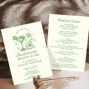 Retro Modern Yellow & Green Bachelorette Weekend Invitation