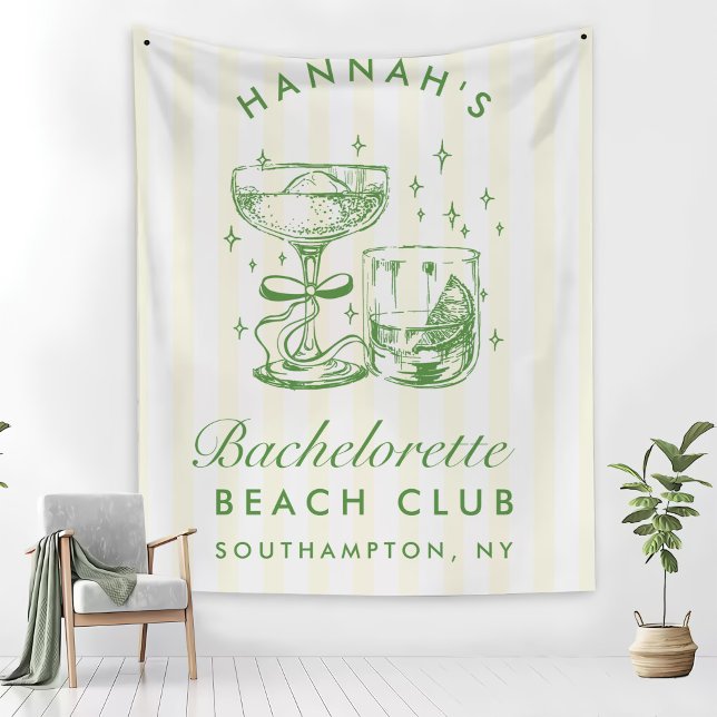 Retro Modern Yellow & Green Bachelorette Weekend Tapestry (Creator Uploaded)