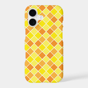 Retro Modern Yellow Orange Checkers Square Pattern