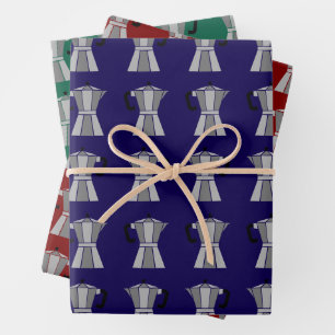 Retro Moka Pot Coffee Maker Wrapping Paper Sheet