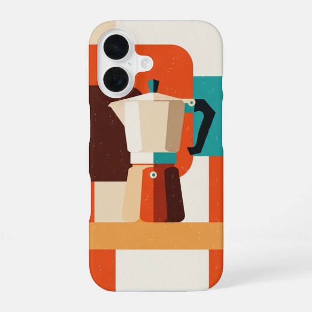 Retro Moka Pot iPhone 16 Case (Back)