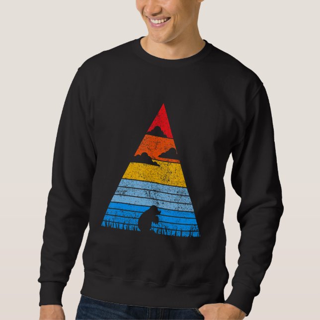 Retro Mole Sunset Silhouette Mouse Shredded Mouse Sweatshirt (Front)