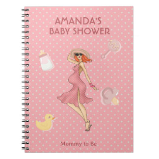 Retro Mom Redhead 2 Baby Shower Notebook